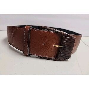 Axcess Artistic Design Women's Small Belt Made In Italy Brown Leather Classic